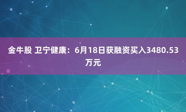 金牛股 卫宁健康：6月18日获融资买入3480.53万元