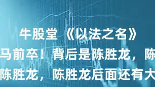 牛股堂 《以法之名》王彧只是马前卒！背后是陈胜龙，陈胜龙后面还有大佬
